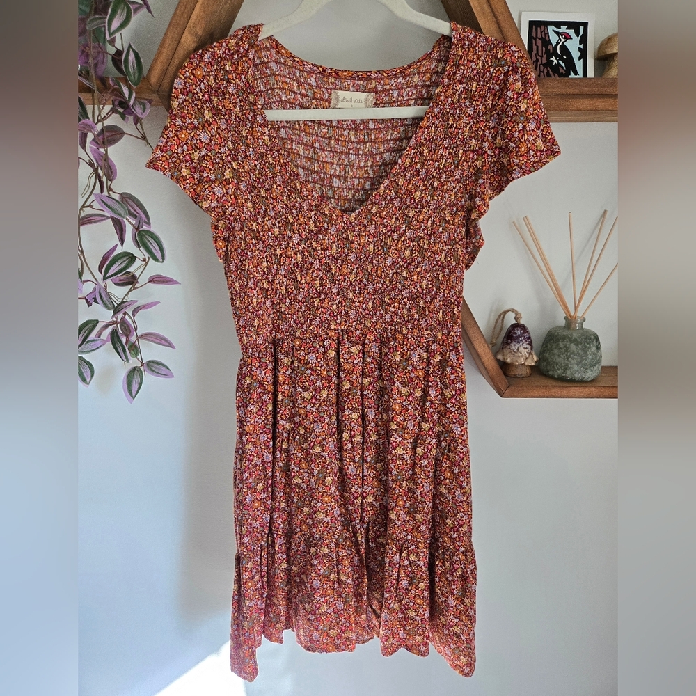 Like new Altard State floral V-neck smocked dress